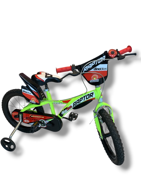 Bici Dinobike raggio 16 5/6 anni con rotelle